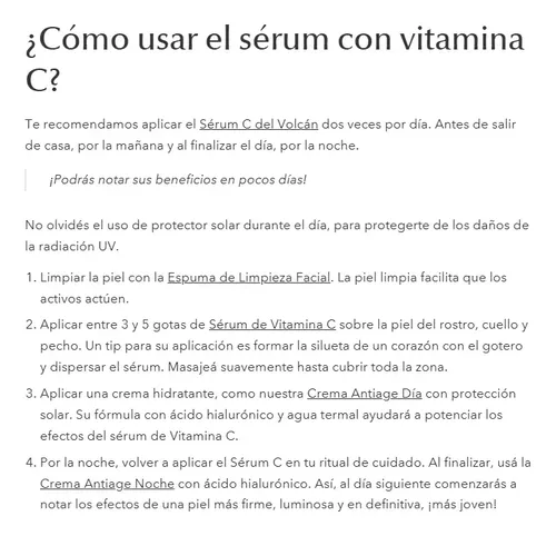 Caviahue Serum C+ Con Vitamina C X30ml. Momento de aplicación Día/Noche Tipo de piel Todo tipo de piel