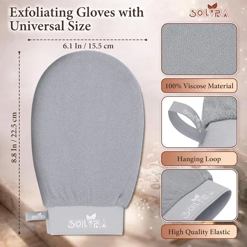 Guantes Exfoliantes Kessa Viscosa Vegana 2u Gris Naranjo