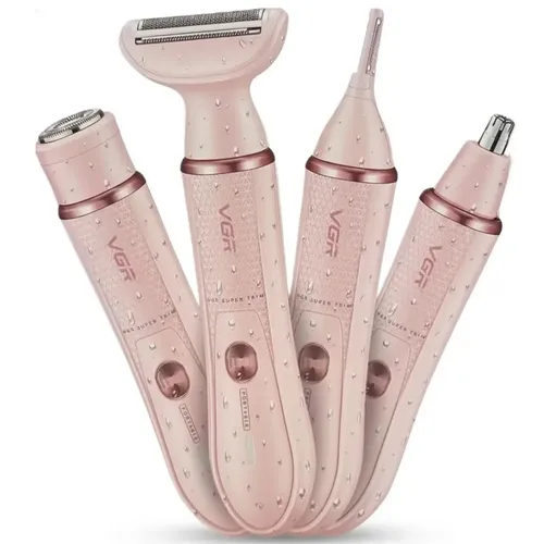 Set Mujer Afeitadora Corporal 4en1 Nariz Ceja Vgr V-761 Rosa