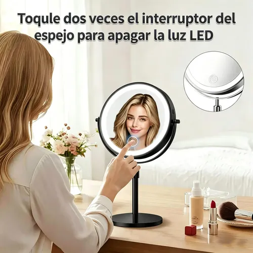 Espejo Generic 1x/5x 360° Led Cálida 48 Cm