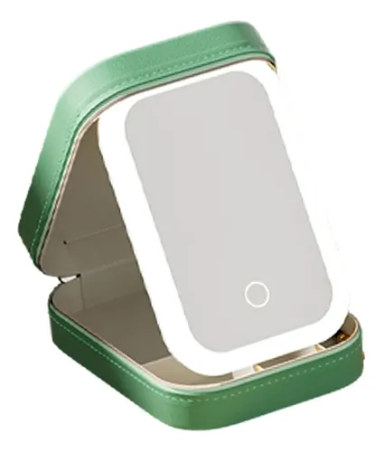 Estuche De Maquillaje Con Espejo Led Y Organizador Blanco