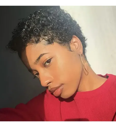 Peluca Corta Rizada Para Mujer Afro, 100% Rizada