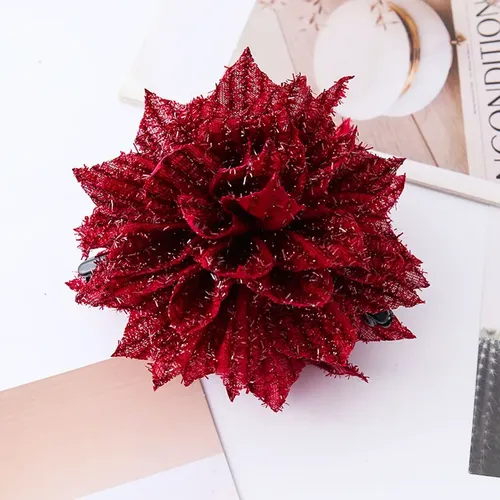 Pinza Para El Pelo Antideslizante Con Estampado Floral (1 #m Sequin Flowers Red