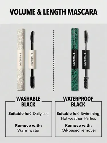 Sheglam Mascara De Pestañas Volumen Y Longitud Maquillaje Color Washable Black