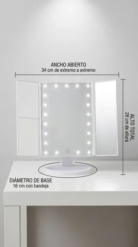 Espejo Triple Tactil Para Maquillaje Con Luz Led Tactil