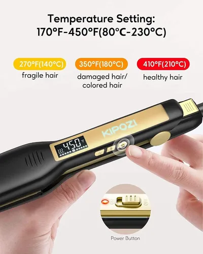 Plancha De Pelo Profesional De Titanio Kipozi Con Pant. Lcd