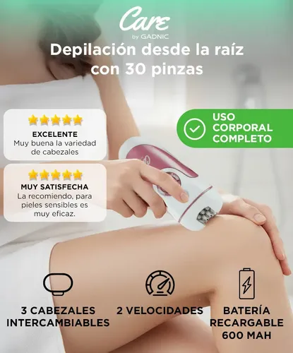 Depiladora Gadnic Eléctrica Facial Inalámbrica 3 Cabezales