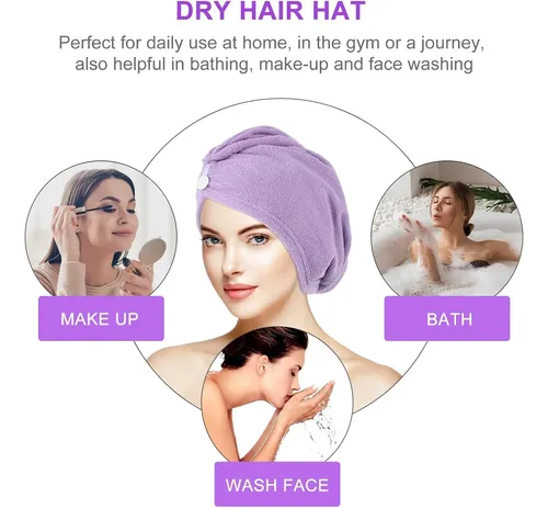 Gorro De Microfibra Para Secar El Cabello Púrpura