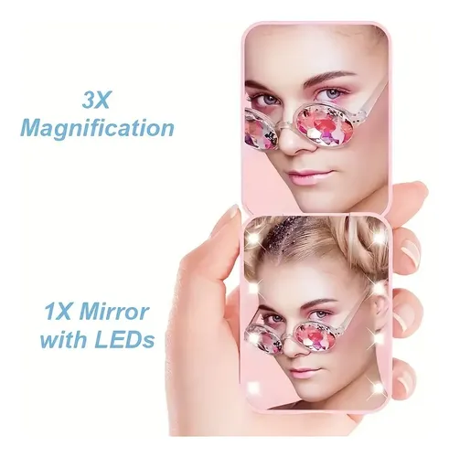 Mini Espejo De Maquillaje Led Compacto De Viaje Con Luz