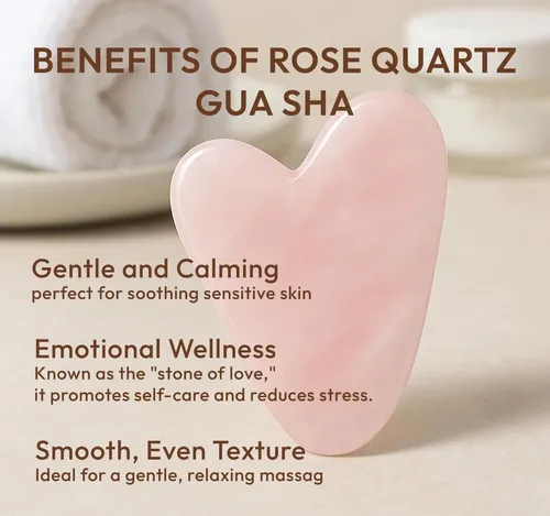 Gua Sha Facial Dosensepro Cuarzo Rosa Forma Corazón