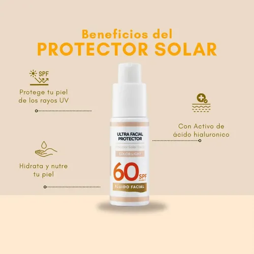 Protector Solar Facial Factor 60 Tono Bronze Antiage Piel Sensible Fluido