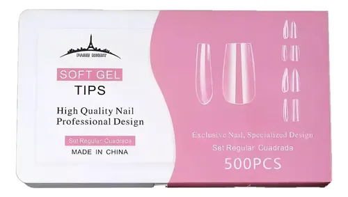Tips Soft Gel Press On Paris Night Caja X500 Uñas Postizas