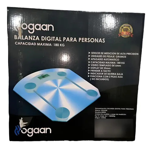 Balanza Portátil De Baño Digital De Vidrio Y Acero 180 Kg