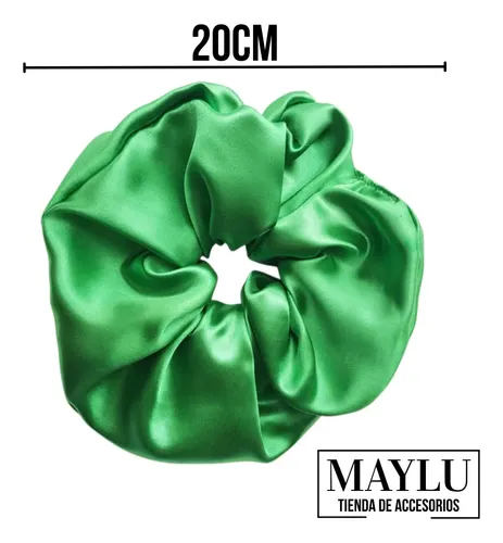 Scrunchie Saten,colita De Pelo Antifrizz,maxi Scrunchie Raso Verde Benetton