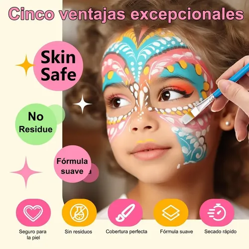.mx Maquillaje Corporal Base Agua Kit Con Pintacarita 26/