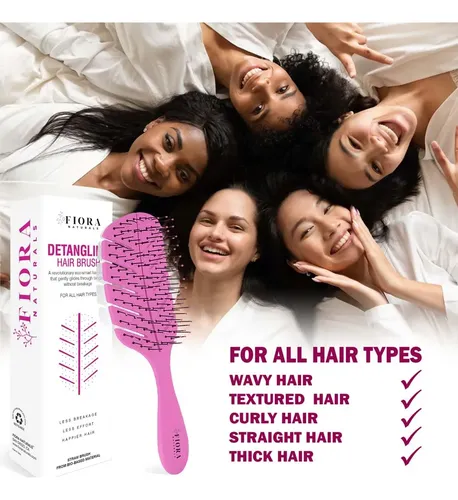 Cepillo De Pelo Fiora Naturals Detangler Para Cabello Seco/h