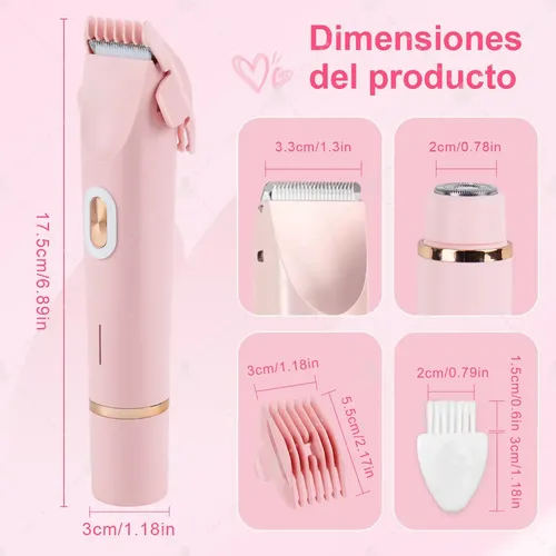 Afeitadora Eléctrica 2 En 1 Para Cuerpo Y Zona Bikini Mujer