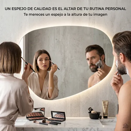 Espejo Forma Curva Diseño Digital Luz Led Tactil Baño 60×80