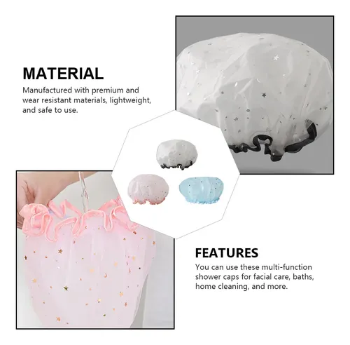 3 Unidades Gorros De Baño Impermeables Doble Capa Para Hogar