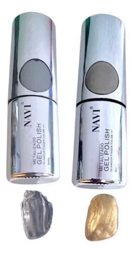 Navi Esmalte 8ml Metalizado Gel Polish Color Plateado Dorado