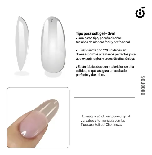 Tips Soft Gel Cherimoya Kit +press Gel +1 Caja Tips Soft Gel