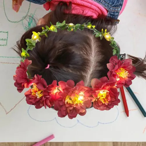 Diadema Con Corona De Flores Para Niñas, Morado Oscuro