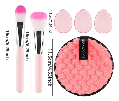 Set De 6 Brochas Y Algodones Para Maquillaje
