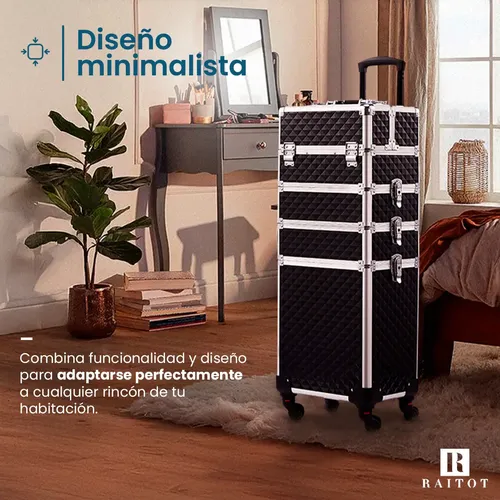 Maletin Desmontable Maquillaje 4 En 1 Profesional Carro Negro Raitot