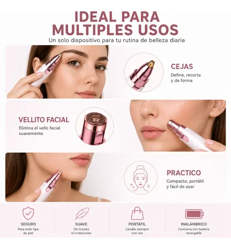 Depilador Facial 2 En 1 Recargable Cejas Y Vello Duradero