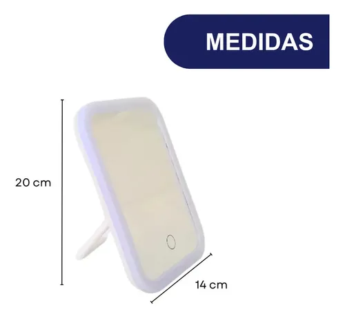 Espejo Con Luz Led Plegable Recargable Usb Maquillaje