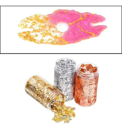 6 Piezas De Hoja De Oro Copos De Papel Adhesivo For Uñas