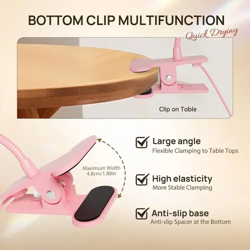 Lámpara Uv Led Para Uñas Gel Rosa Con Soporte Y Pinza