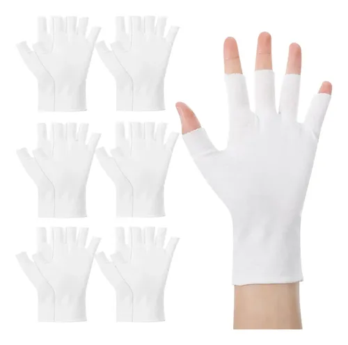 Guantes Sin Dedos Blancos Algodón Con Protección Uv Y Tác