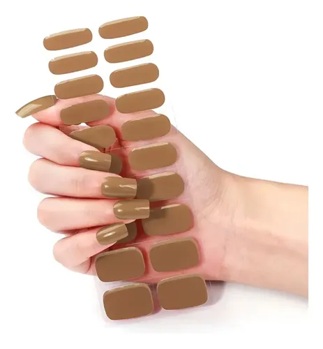 Tiras De Uñas de Gel Premium 22u Autoadhesivas – No Necesitan Lámpara Uv – Marrón Caramelo
