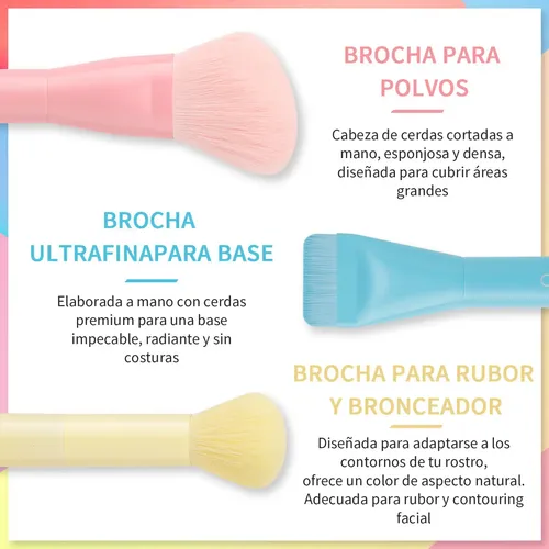Set De 3 Brochas Ultrafinas Para Base De Maquillaje En Polvo Rosa