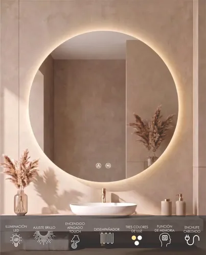 Espejo Led Retroiluminado 60 Cm Con Touch Y Desempañador