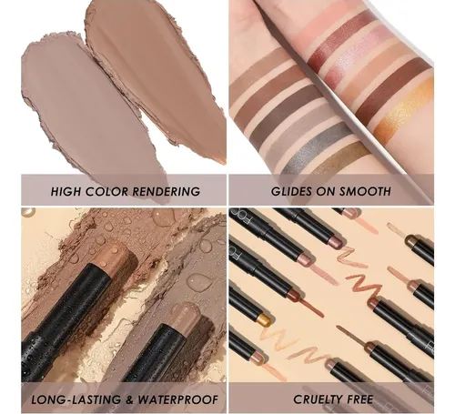 Delineadores De Ojos En Crema Focallure Smoky Brown 2 Piezas