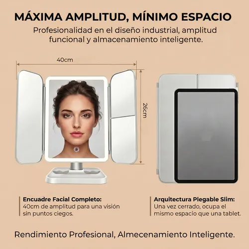 Espejo De Maquillaje Led Recargable Usb Lupa 5 Veces