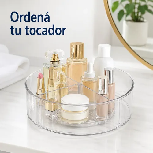 Bandeja Giratoria Transparente 30 Cm Con 4 Divisiones