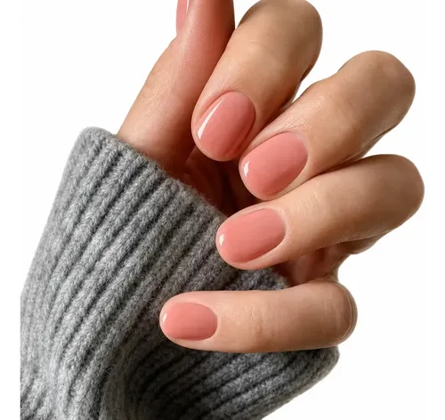 Uñas Press On Cortas Veluna Soft Gel Redondeadas Reutilizables – Rosa Durazno