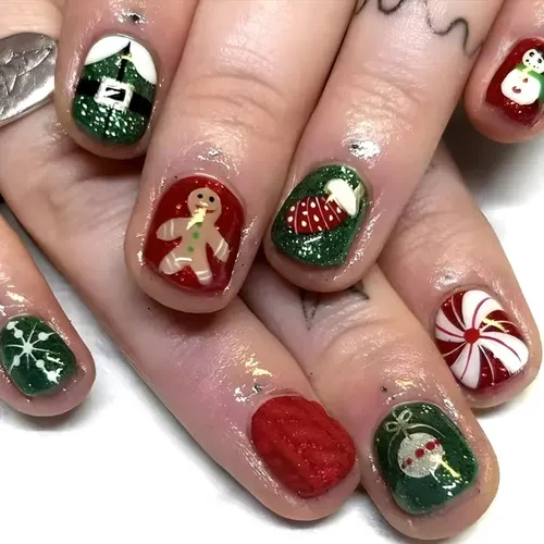 24 Piezas De Uñas Postizas Cortas Y Redondas Con Forma De Mu