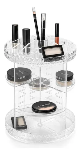 Organizador Maquillaje Porta Cosmetico Giratorio Acrilico Color Transparente