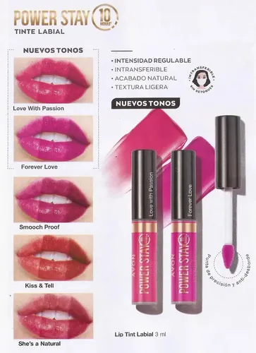 Avon Powerstay Lip Tint Labial Mate 10 Hs. Intrasferible Color Smooch Proof