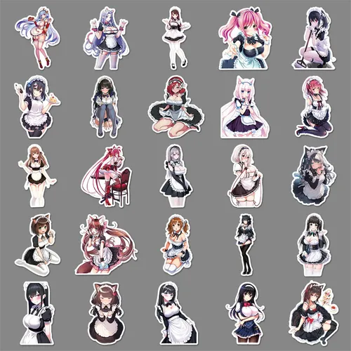 50 Pegatinas Japonesas 2d De Sirvientas Sexys Para Uñas