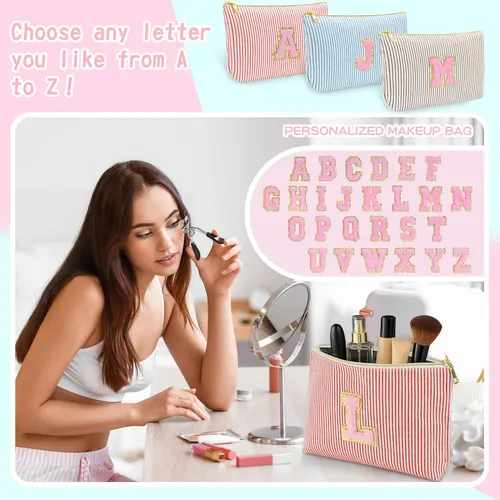 Bolsa De Maquillaje Ibeacos 28x20x8cm Inicial Personalizada