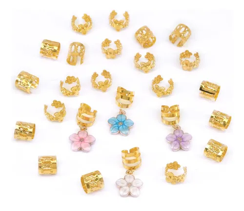Kit De 24 Accesorios Para Cabello, Anillos Y Pinzas
