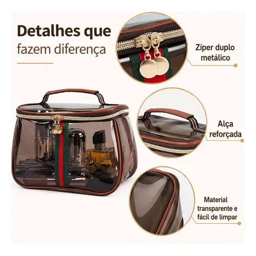 Bolsa De Maquillaje Transparente Grande Neceser De Viaje