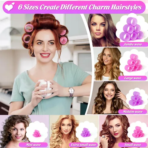 Rulos Para El Cabello Tetutor 62 Piezas Para Mujeres, 6 Tama