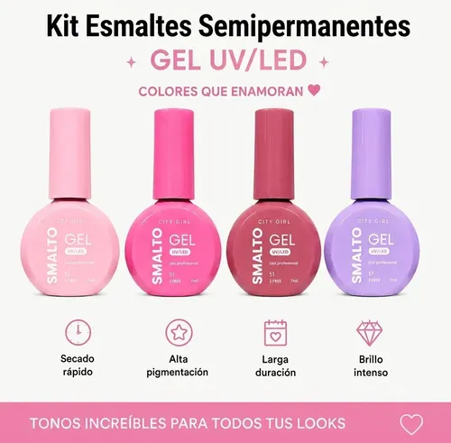 Kit X8 Esmaltes Semipermanentes Gel Uv/led City Girl 7ml