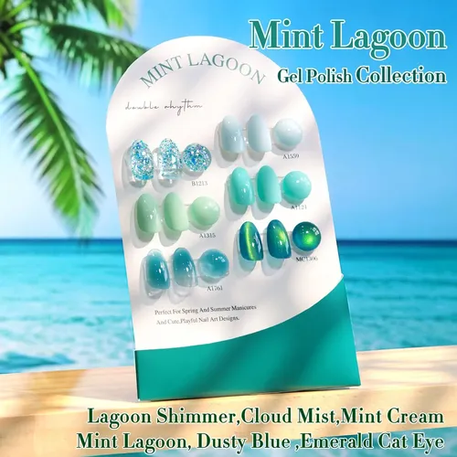 Conjunto Gel Uñas 6pz Mint Lagoon